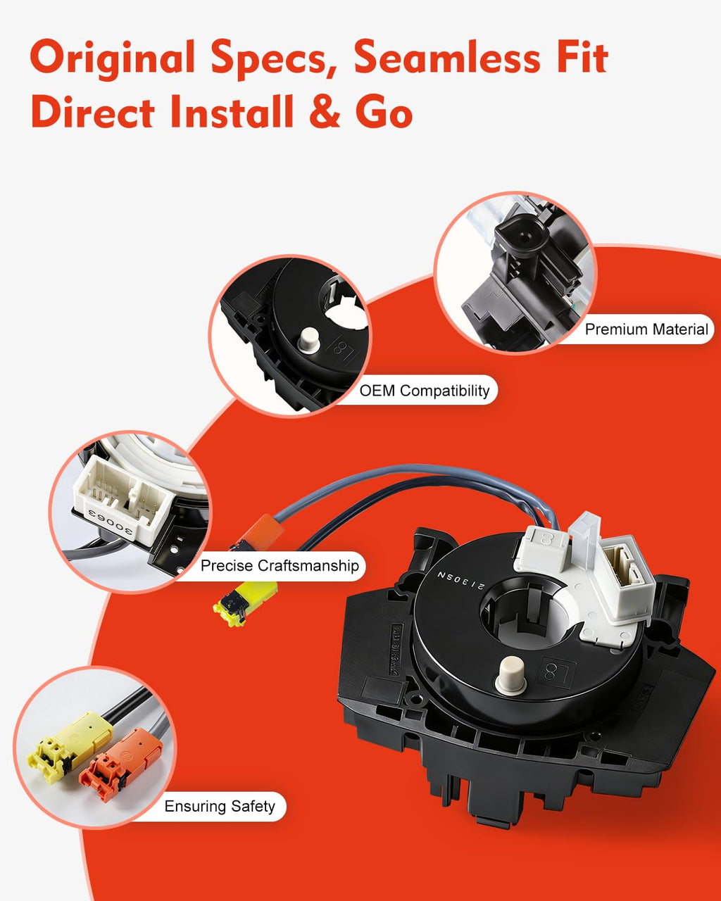 B5567-CB66A Replacement Clock Drive Plug Connector Spring Harness for 2007-2015 Rogue 2007-2012 Versa Sentra, 2004-2015 Titan, 2003-2007 Murano 2004-2009 Maxima Quest 350Z OE 25567-ET025, 25567-5X00A
